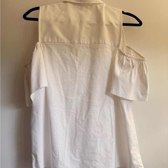 Antonio Melani white cold shoulder shirt puffy sleeves size M - Picture 7 of 8